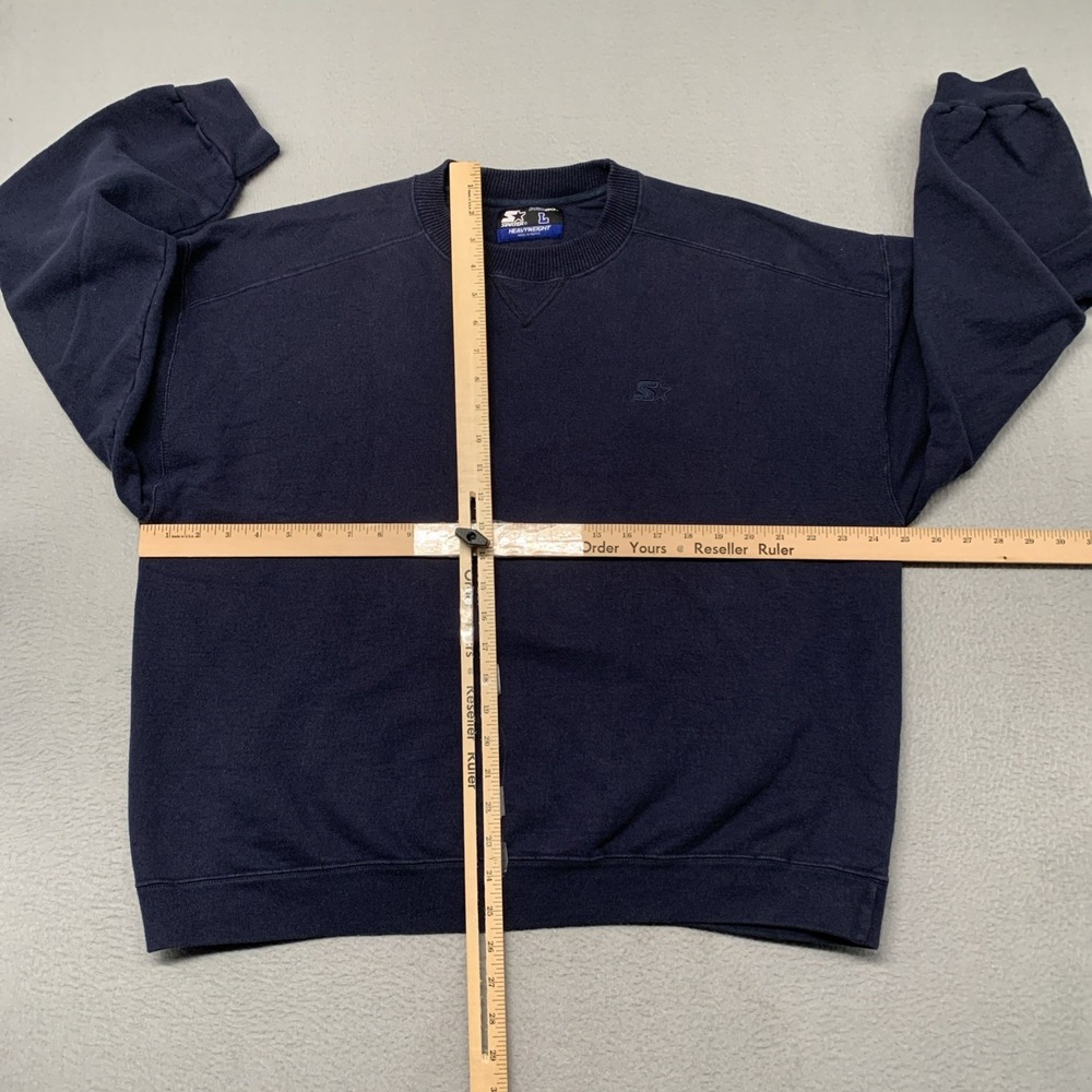Vintage 90s Starter Pro80‎ Heavyweight Sweatshirt Men's  L Crewneck Navy Blank - Picture 5 of 9